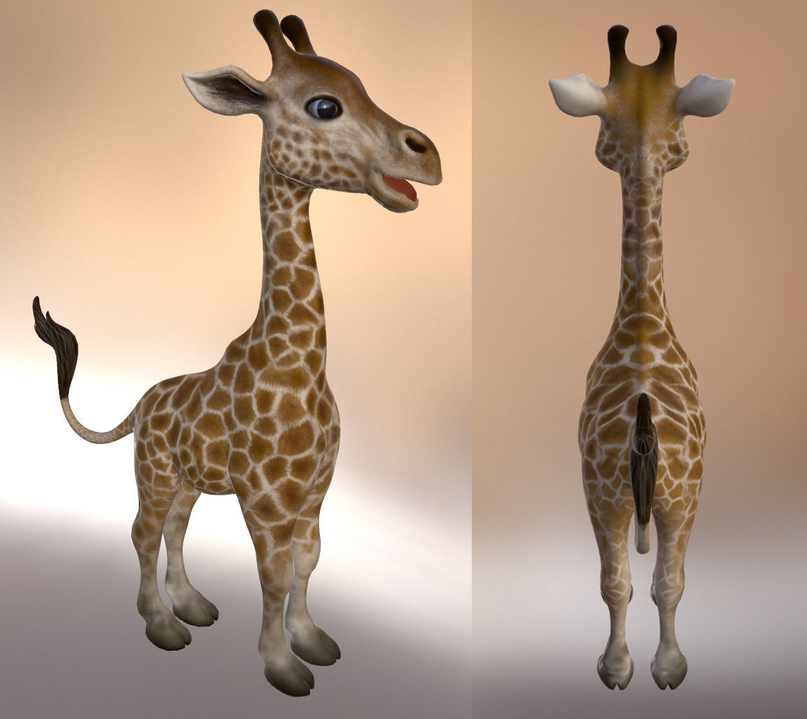 Giraffe Low Poly two giraffes side Low-poly 3D model_5