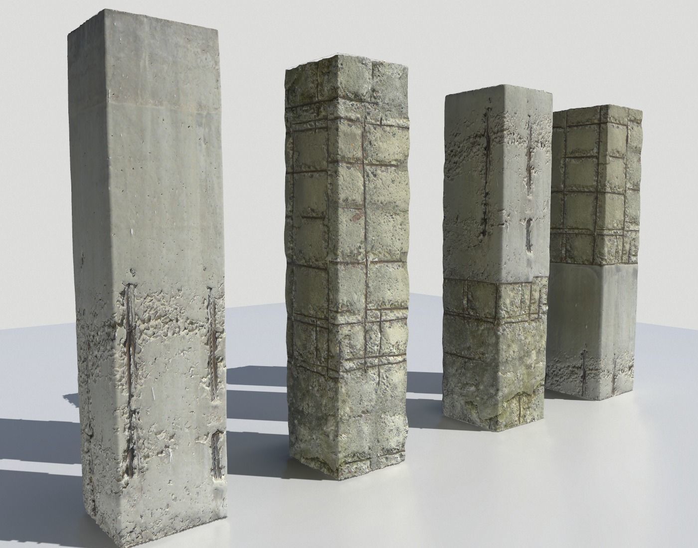 Damaged Columns 2 Low-poly 3D model_4