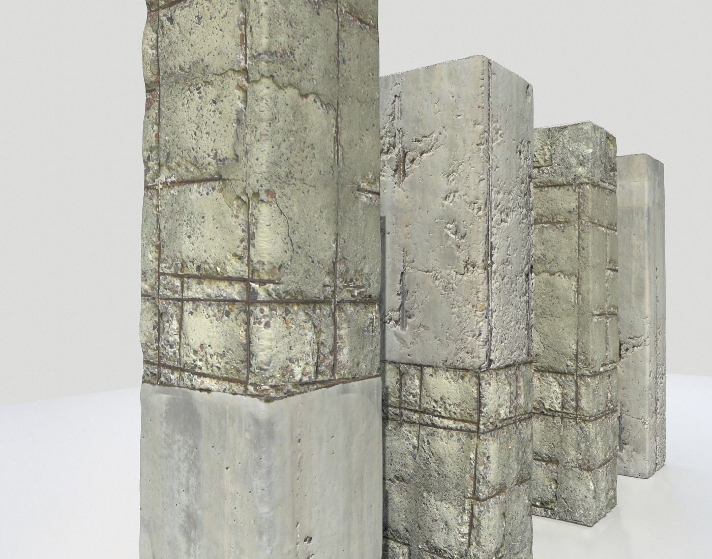 Damaged Columns 2 Low-poly 3D model_7