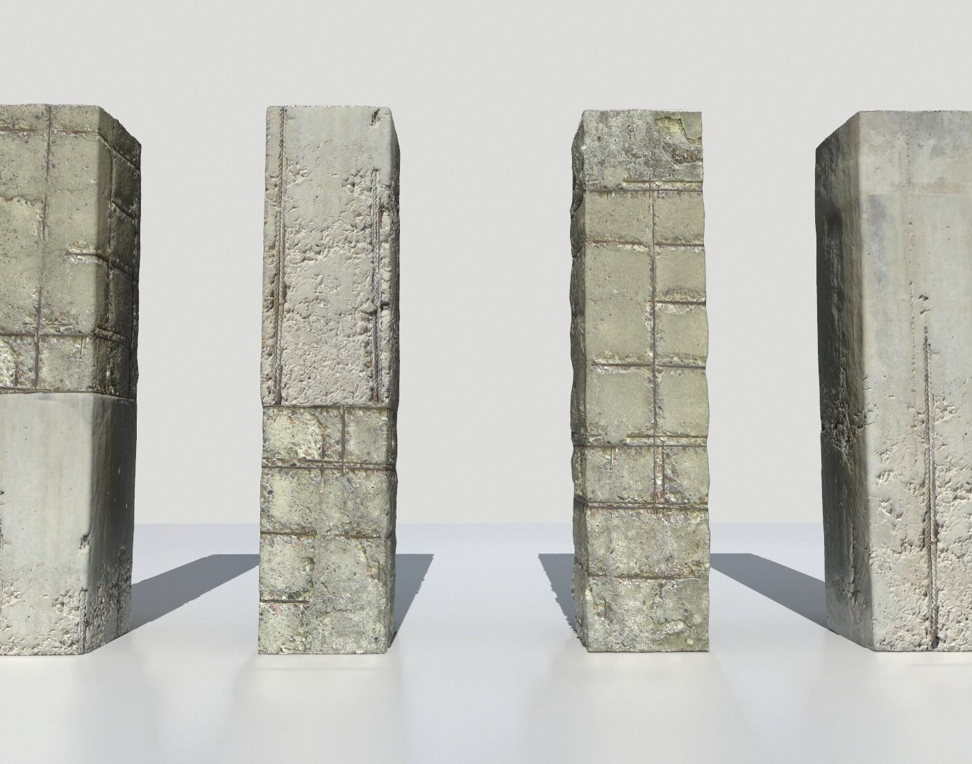 Damaged Columns 2 Low-poly 3D model_6