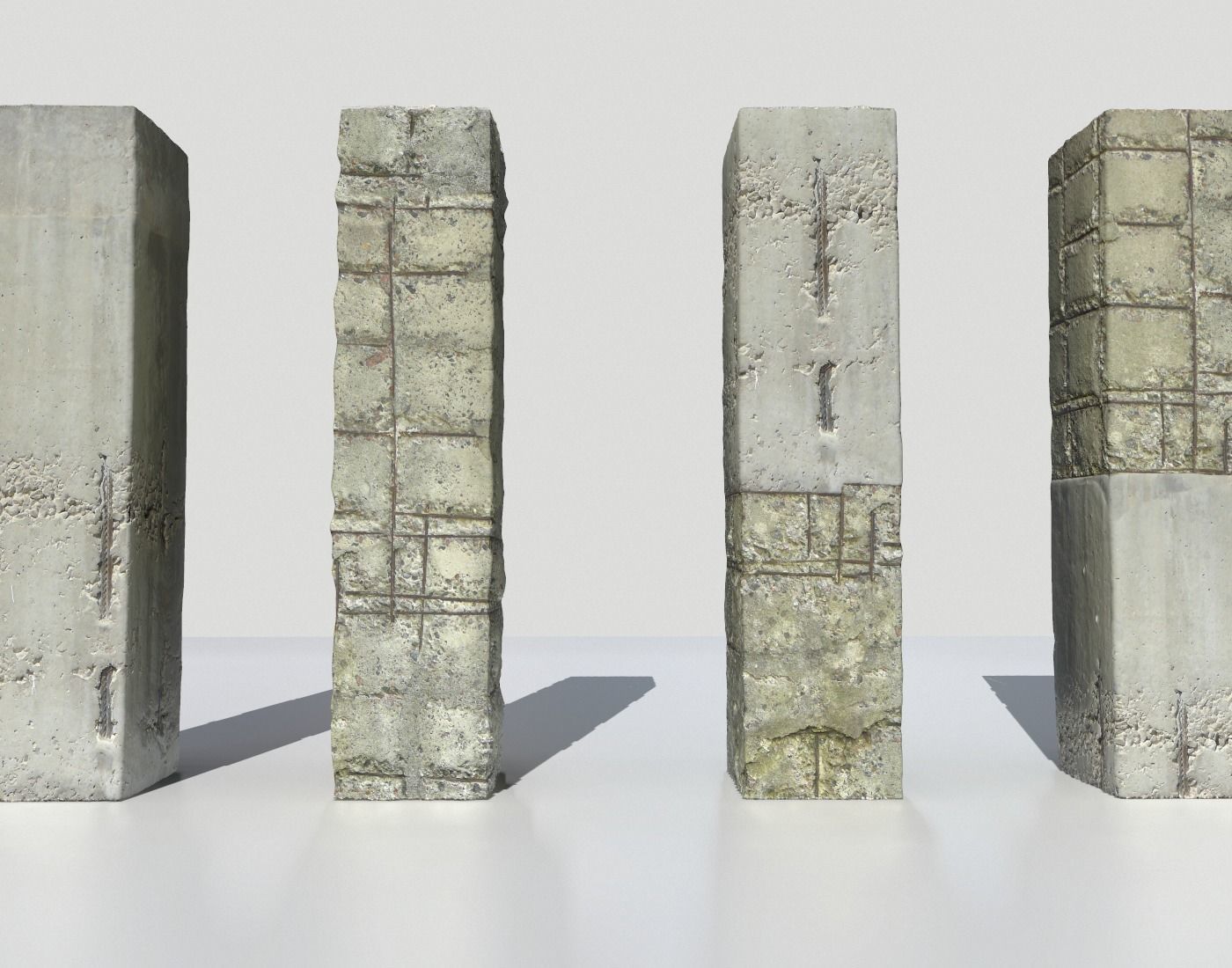 Damaged Columns 2 Low-poly 3D model_5