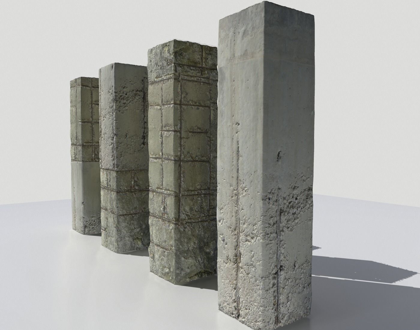 Damaged Columns 2 Low-poly 3D model_8