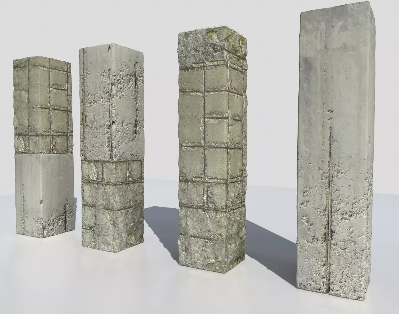 Damaged Columns 2 Low-poly 3D model_0