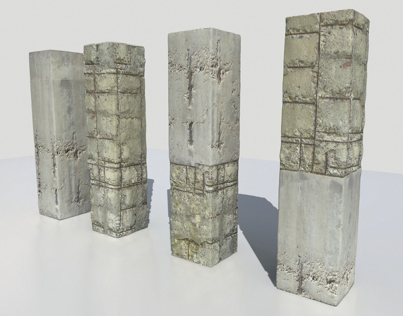 Damaged Columns 2 Low-poly 3D model_3