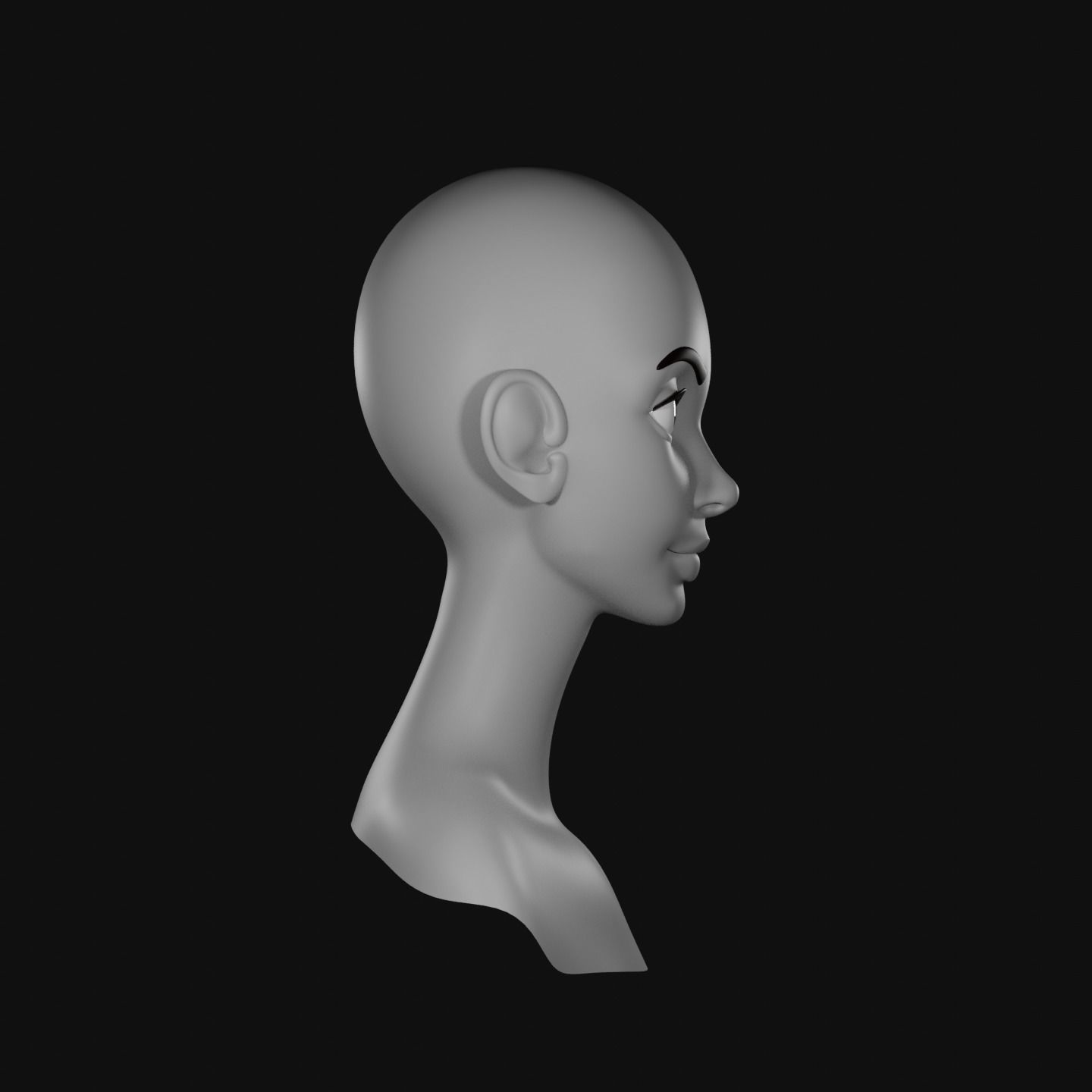 Low Poly Head Female C Low-poly 3D model_2