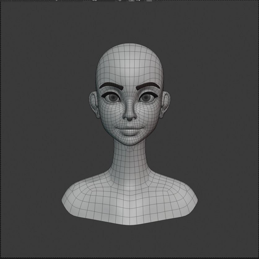 Low Poly Head Female C Low-poly 3D model_5