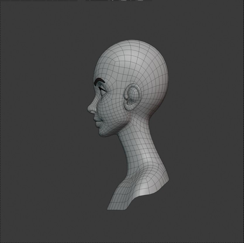 Low Poly Head Female C Low-poly 3D model_7
