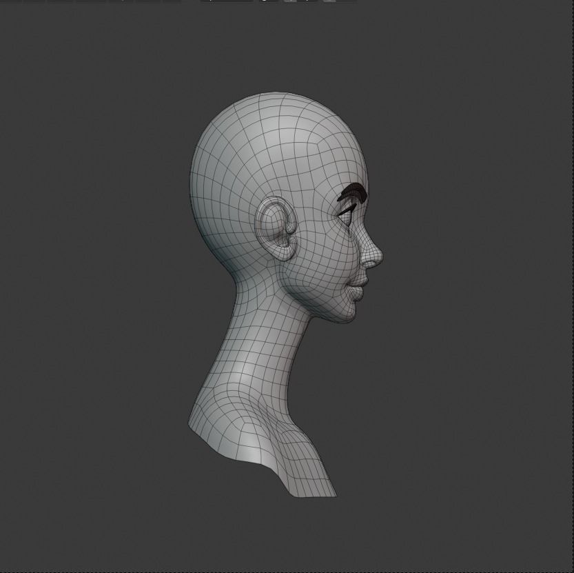 Low Poly Head Female C Low-poly 3D model_6