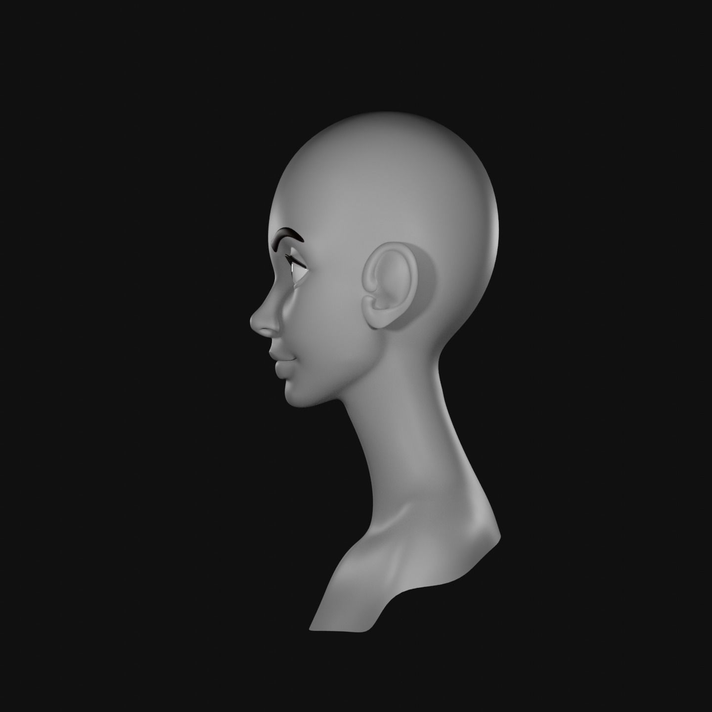 Low Poly Head Female C Low-poly 3D model_3