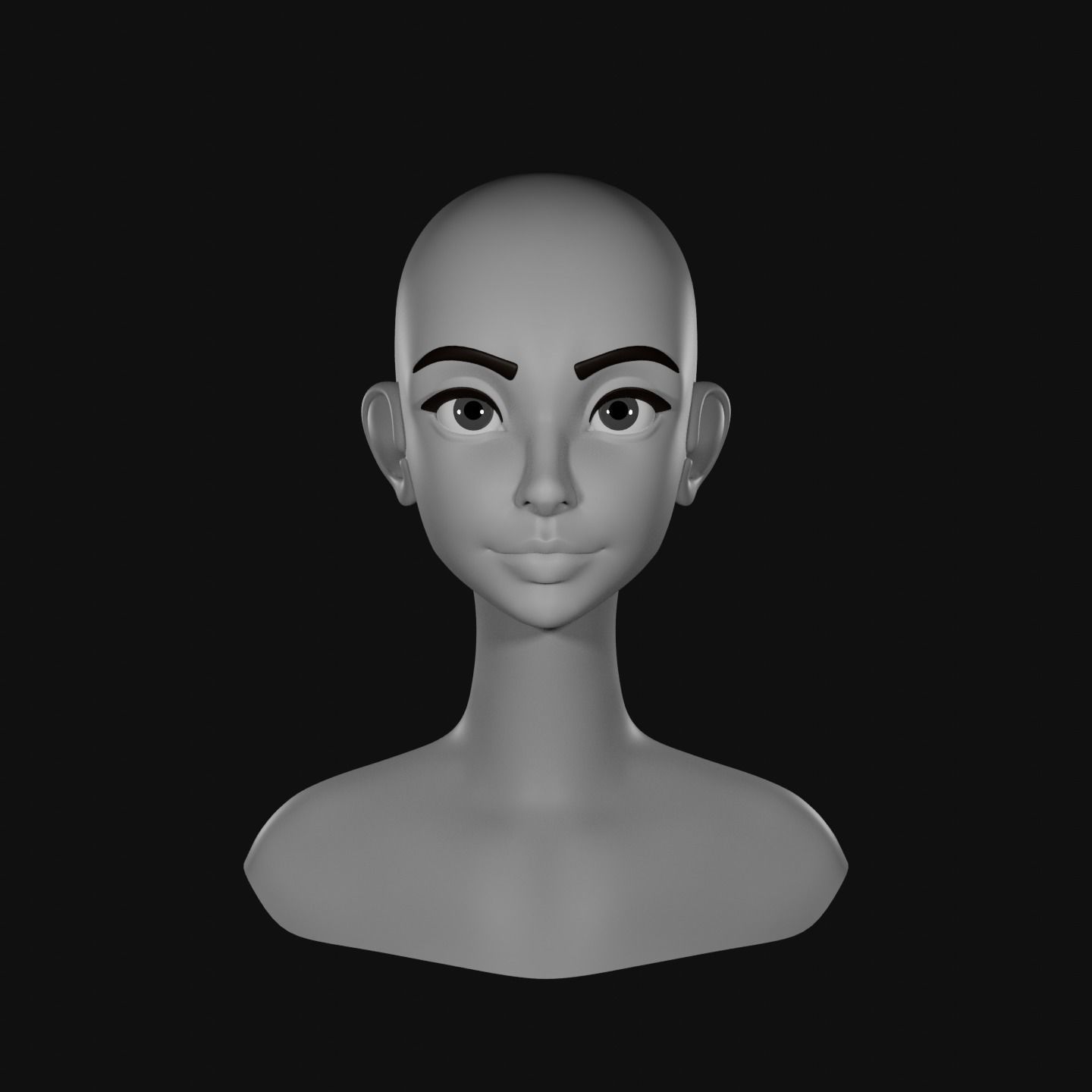 Low Poly Head Female C Low-poly 3D model_1