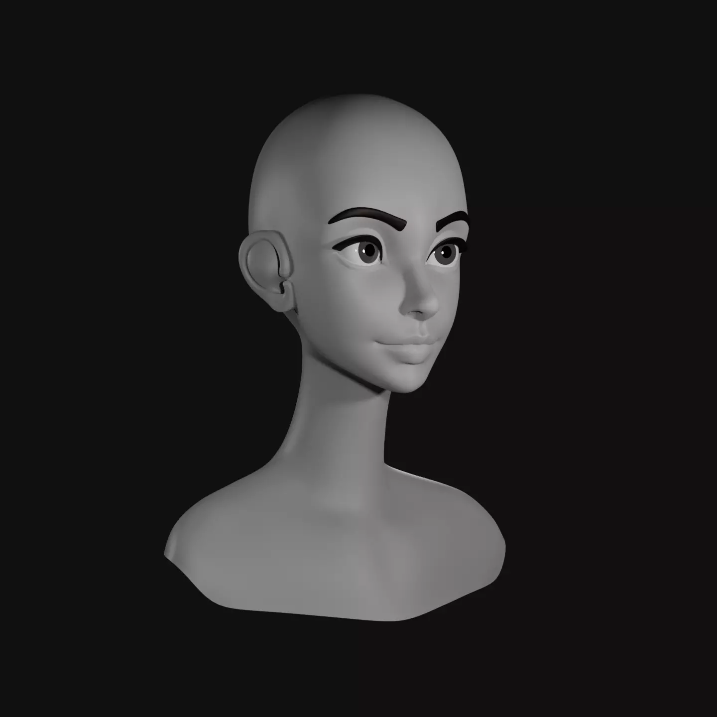 Low Poly Head Female C Low-poly 3D model_0