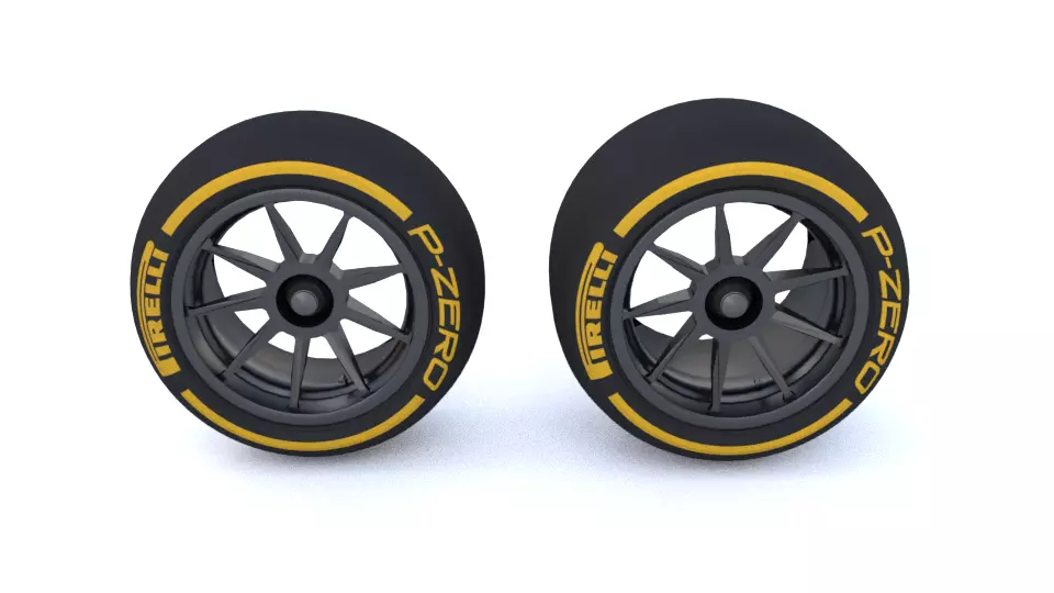 F1 2021 18 inch Tire 3D Model Renault F1 Version Low-poly 3D model_0