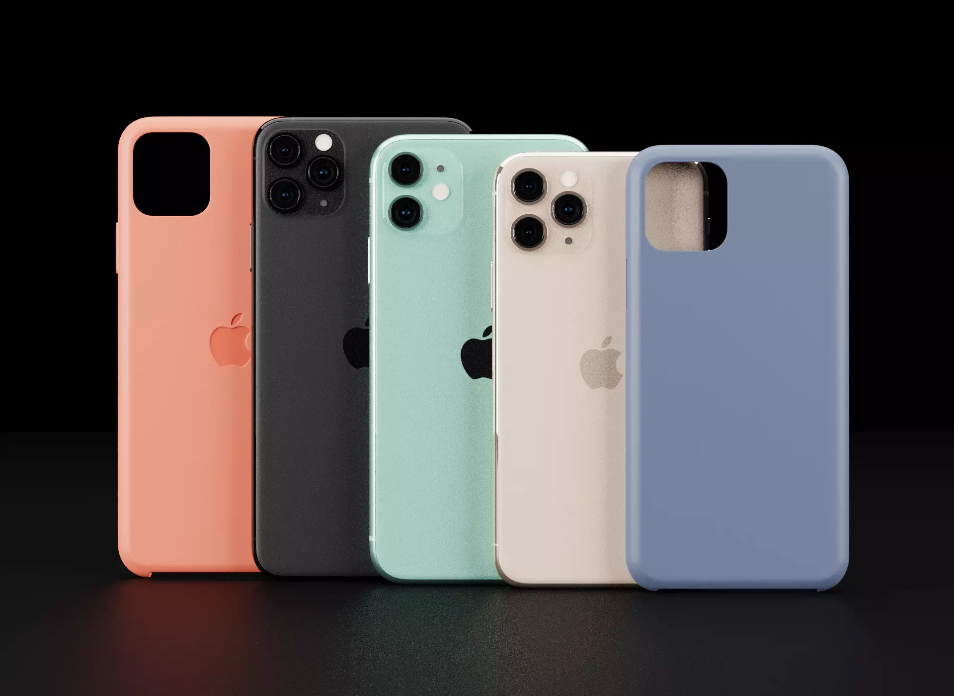 Apple Models and Cases Of iPhone 11 and 11 Pro and 11 Pro Max Low-poly 3D model
