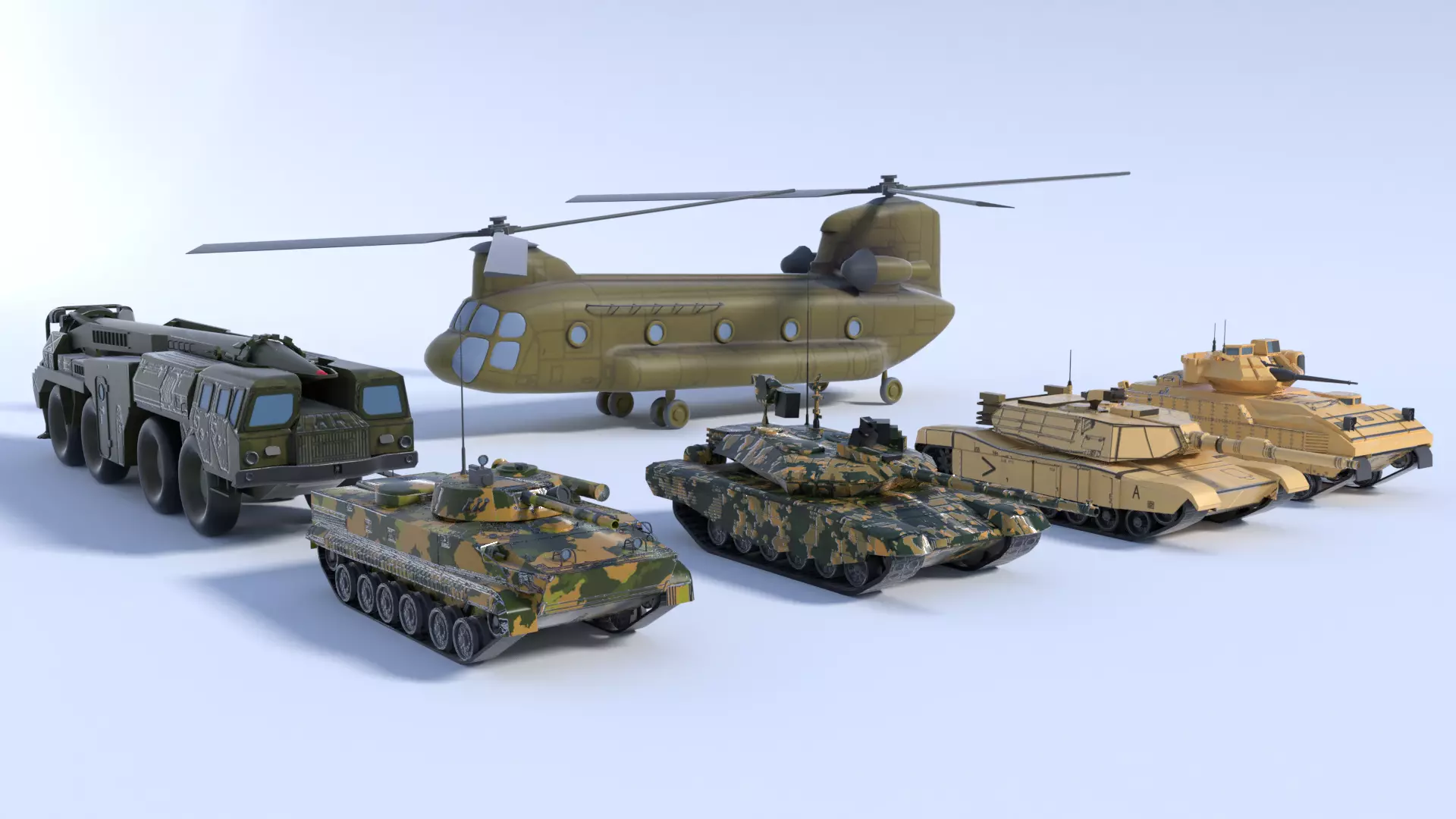 6 military vehicles 3D model_0