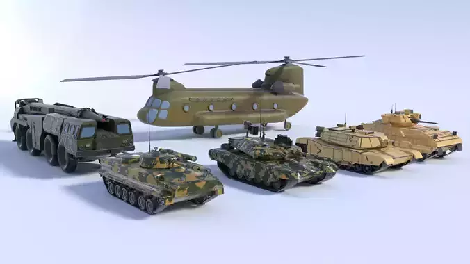 6 military vehicles 3D model
