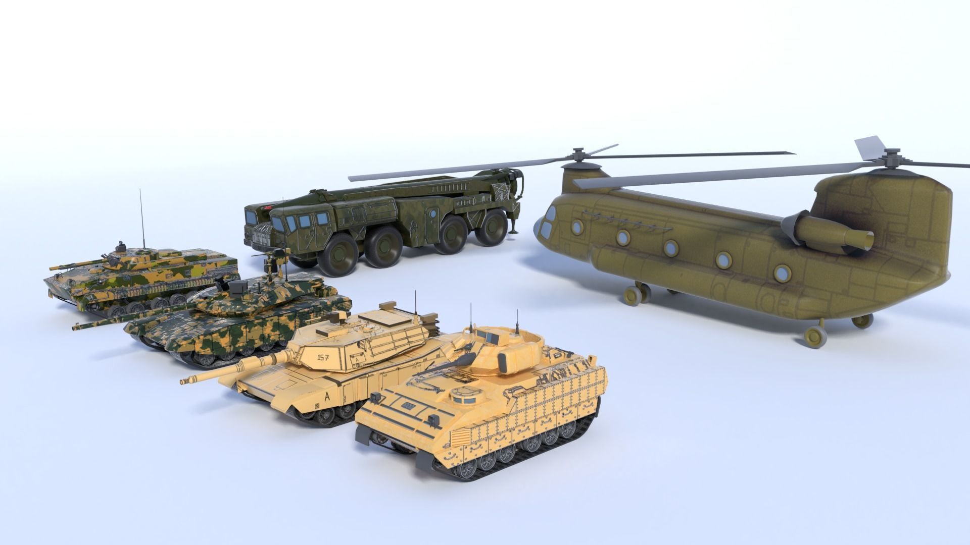 6 military vehicles 3D model_1