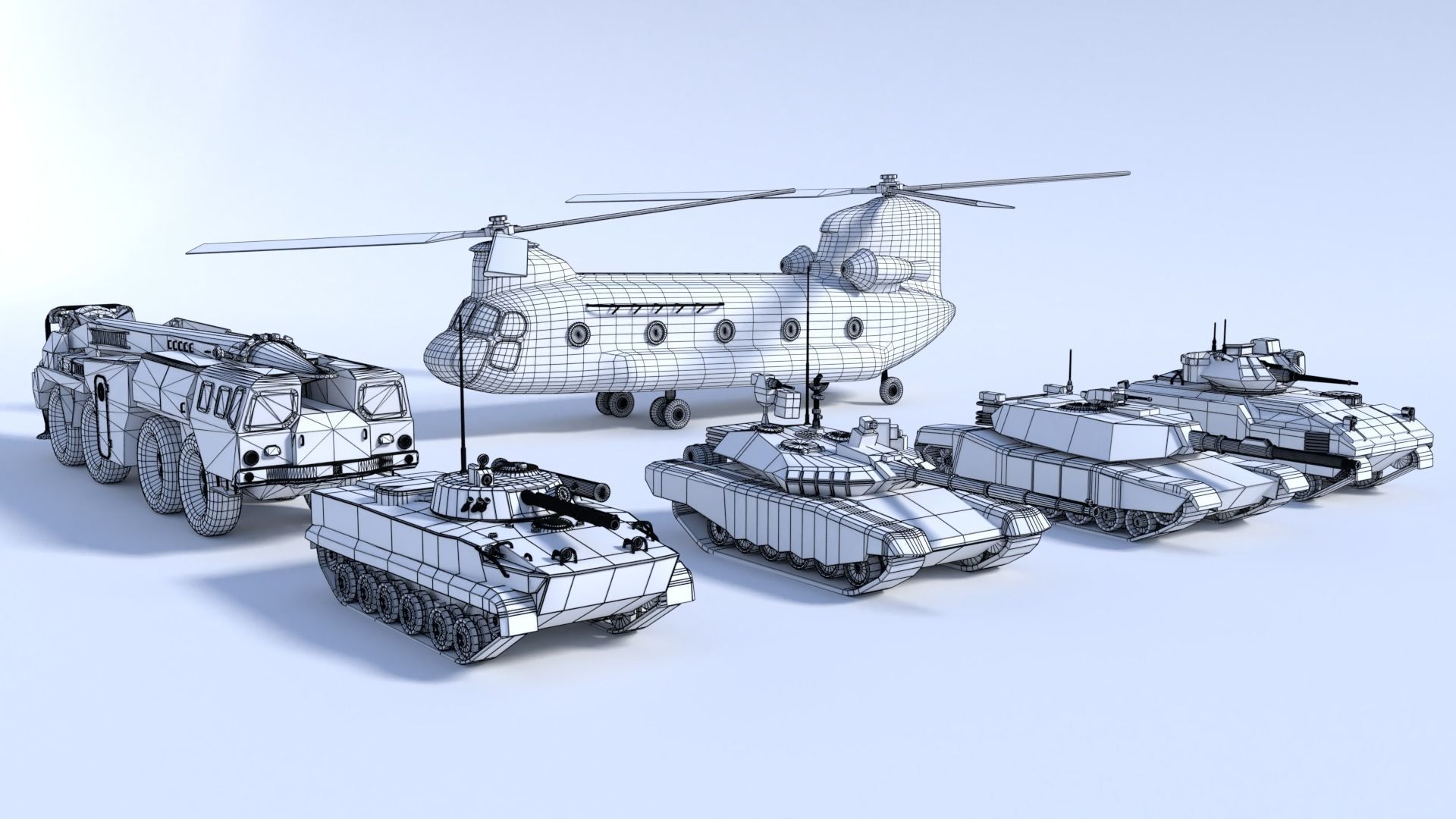 6 military vehicles 3D model_2