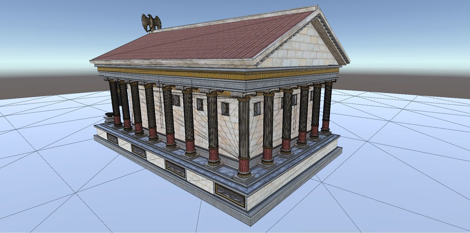 Roman Temple Low-poly 3D model_19