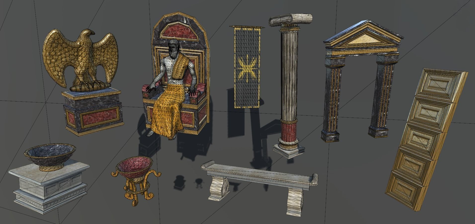Roman Temple Low-poly 3D model_17