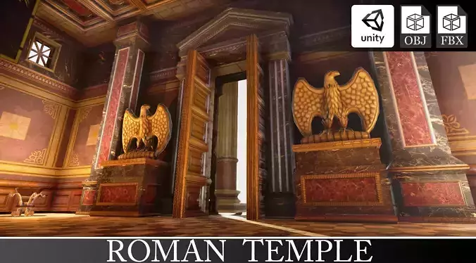 Roman Temple Low-poly 3D model