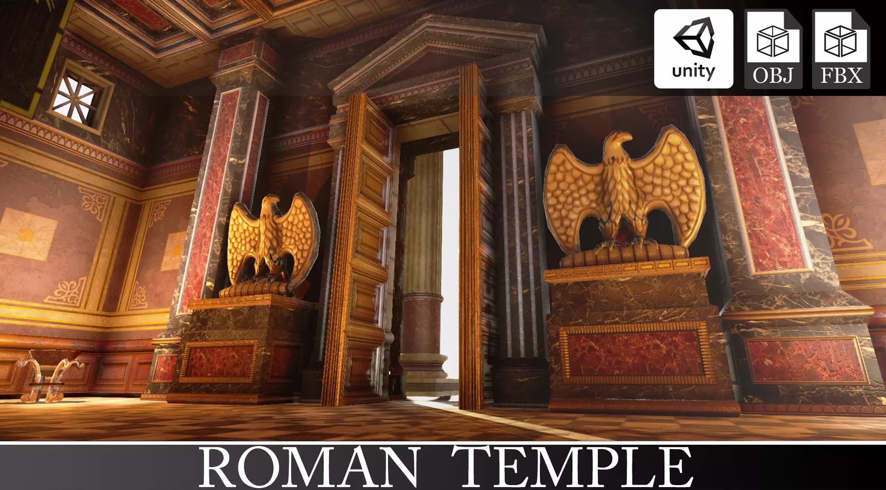 Roman Temple Low-poly 3D model_0