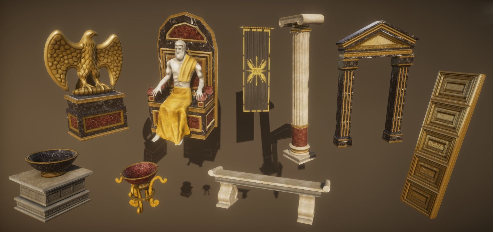 Roman Temple Low-poly 3D model_16