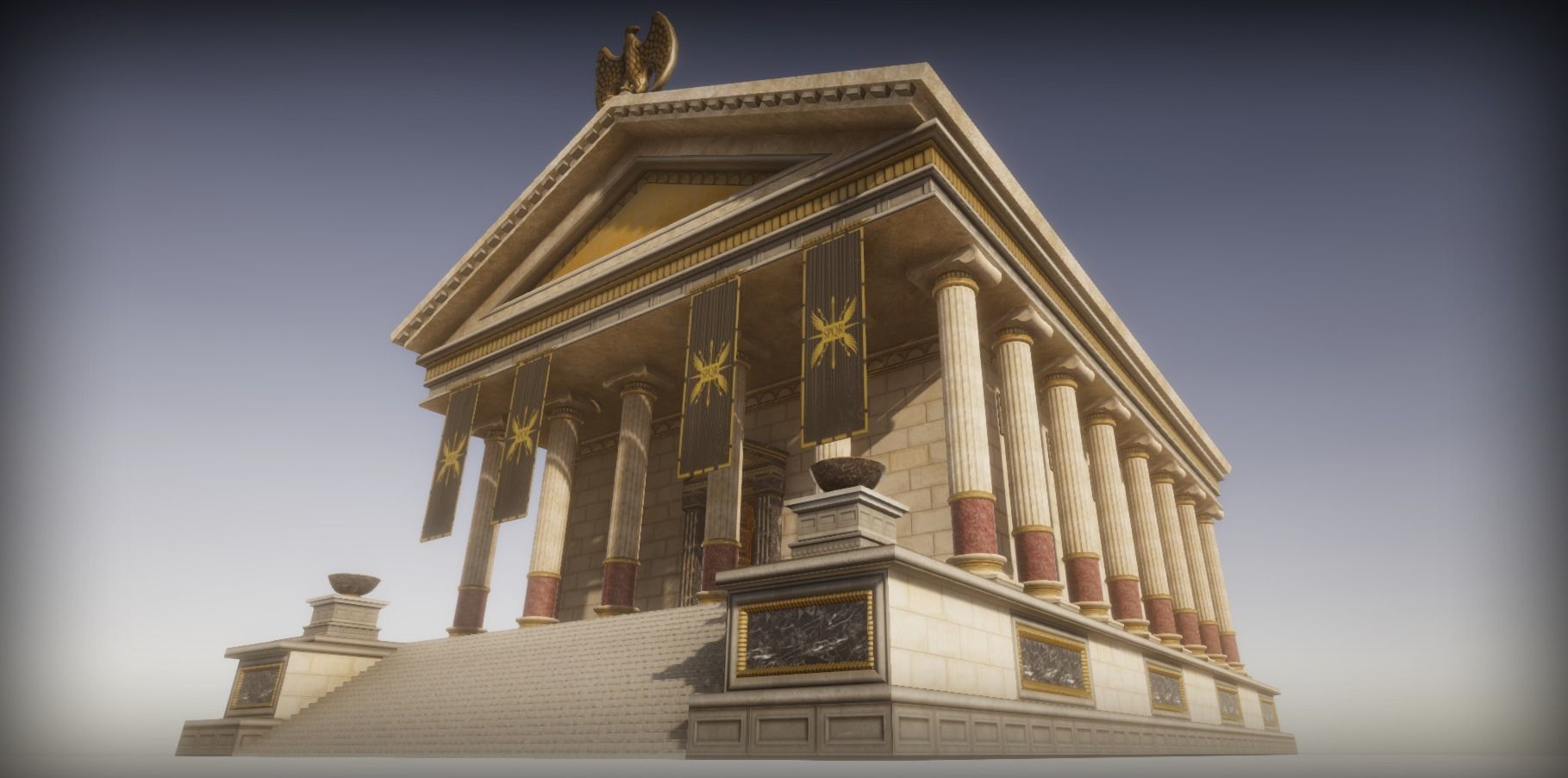 Roman Temple Low-poly 3D model_3