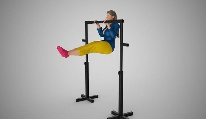 Sportive Girl Hanging on Horizontal Bar 3D print model