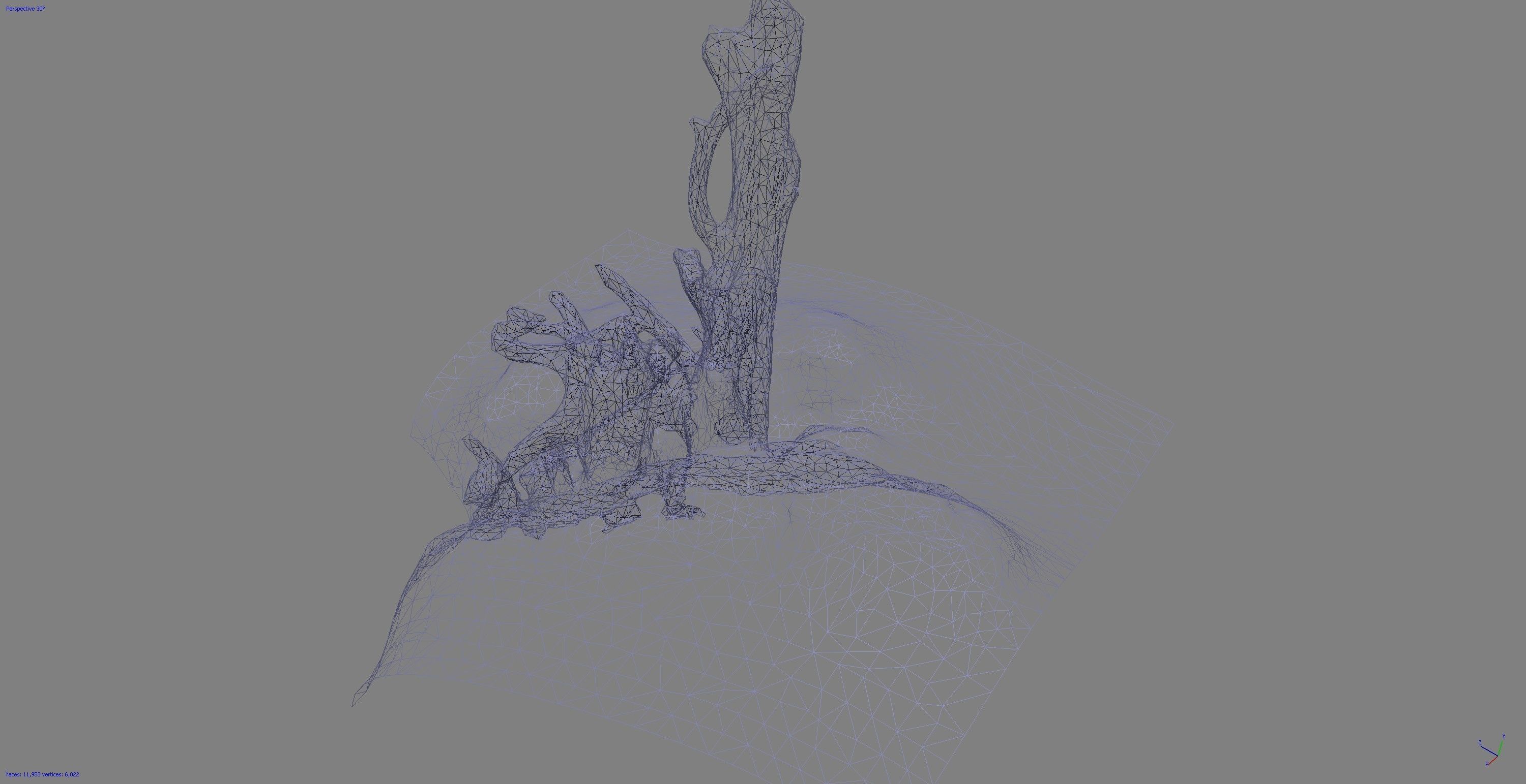 Dead tree on a rock Free low-poly 3D model_22