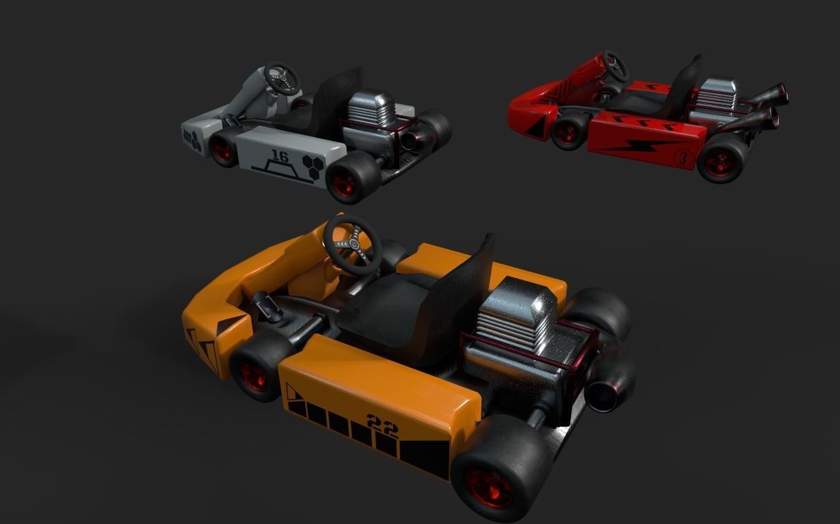 Kart Model pair of racing cars Low-poly 3D model_3