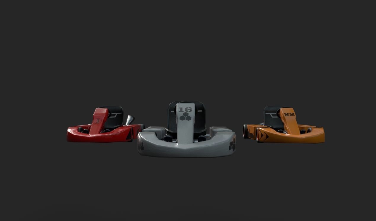 Kart Model pair of racing cars Low-poly 3D model_2