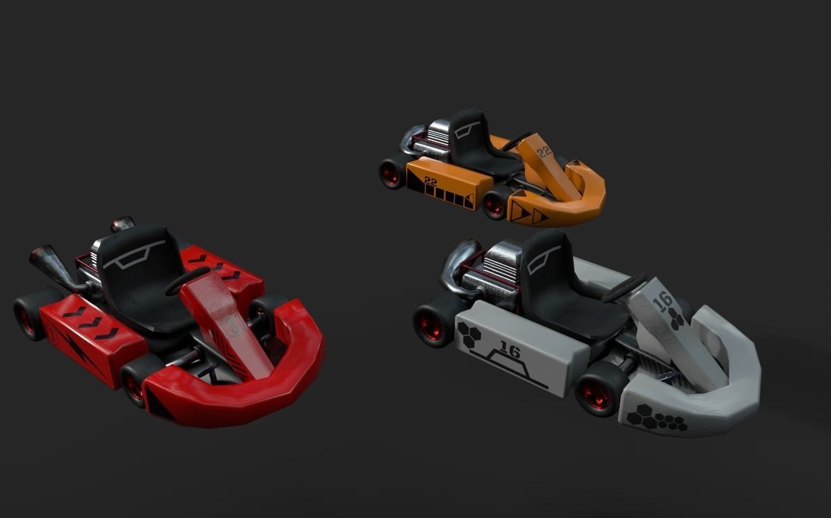 Kart Model pair of racing cars Low-poly 3D model_4