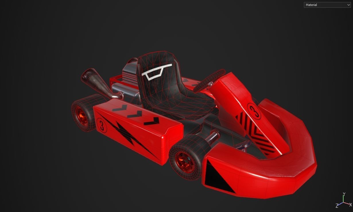 Kart Model pair of racing cars Low-poly 3D model_7