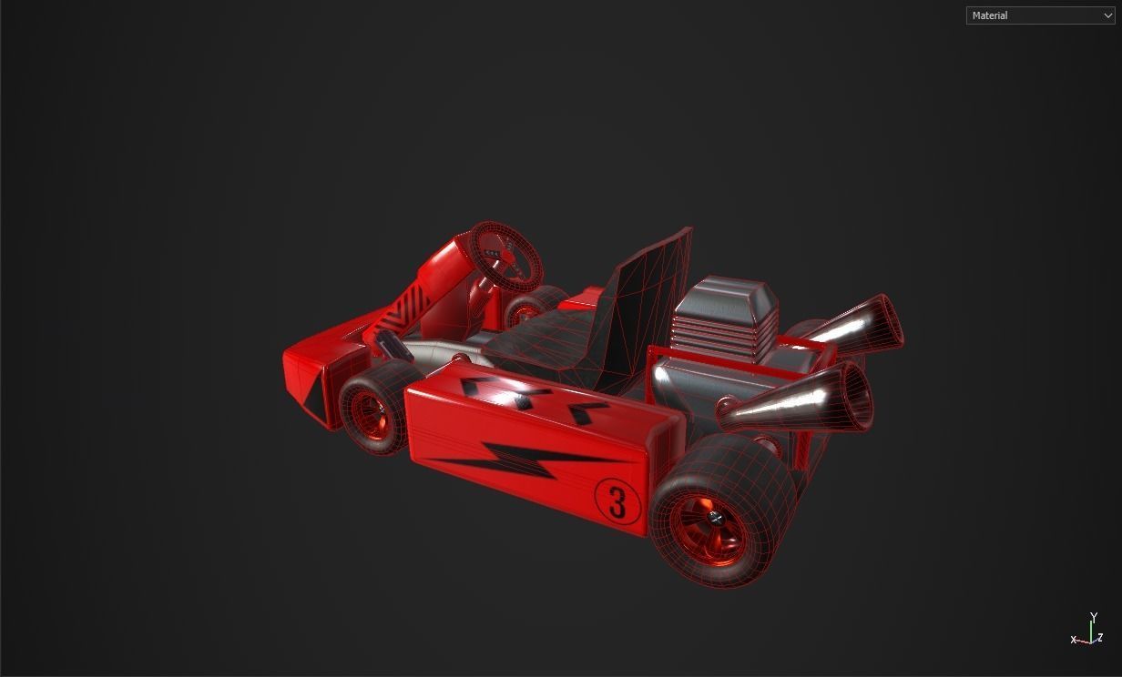 Kart Model pair of racing cars Low-poly 3D model_5