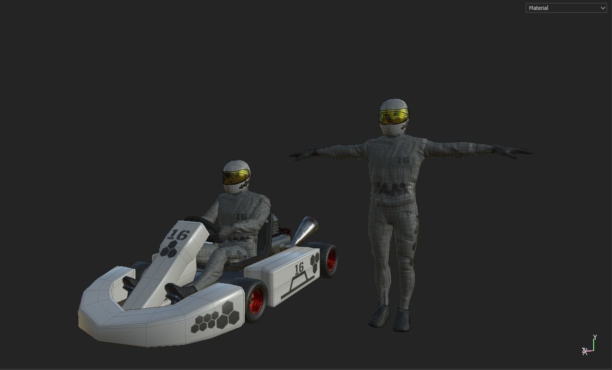 Kart Model pair of racing cars Low-poly 3D model_10
