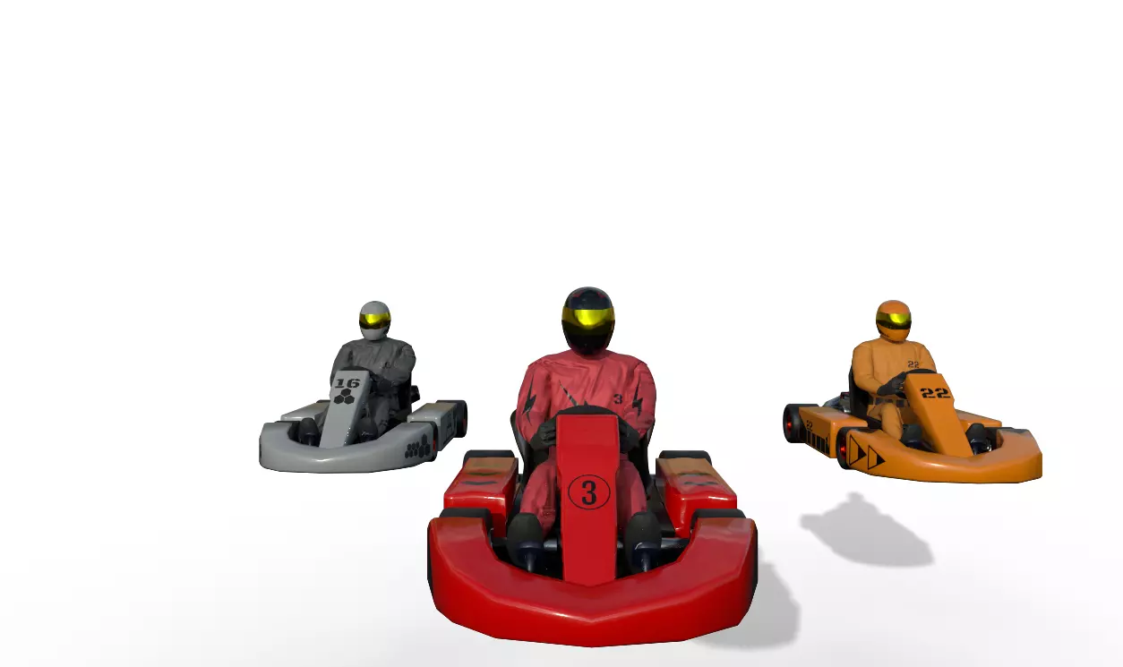 Kart Model pair of racing cars Low-poly 3D model_0