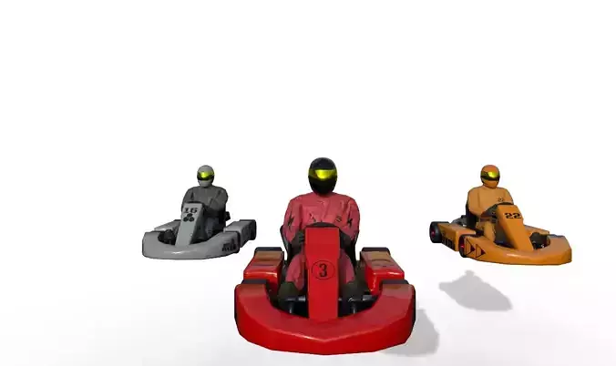Kart Model pair of racing cars Low-poly 3D model