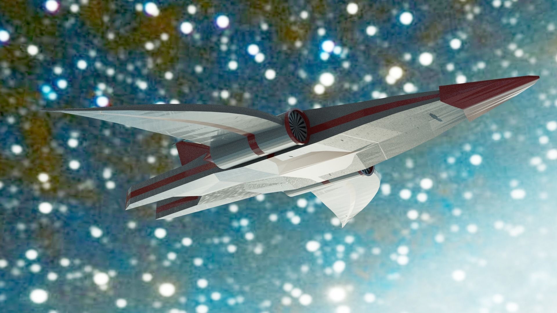 Spaceship flying in sky Free low-poly 3D model_5