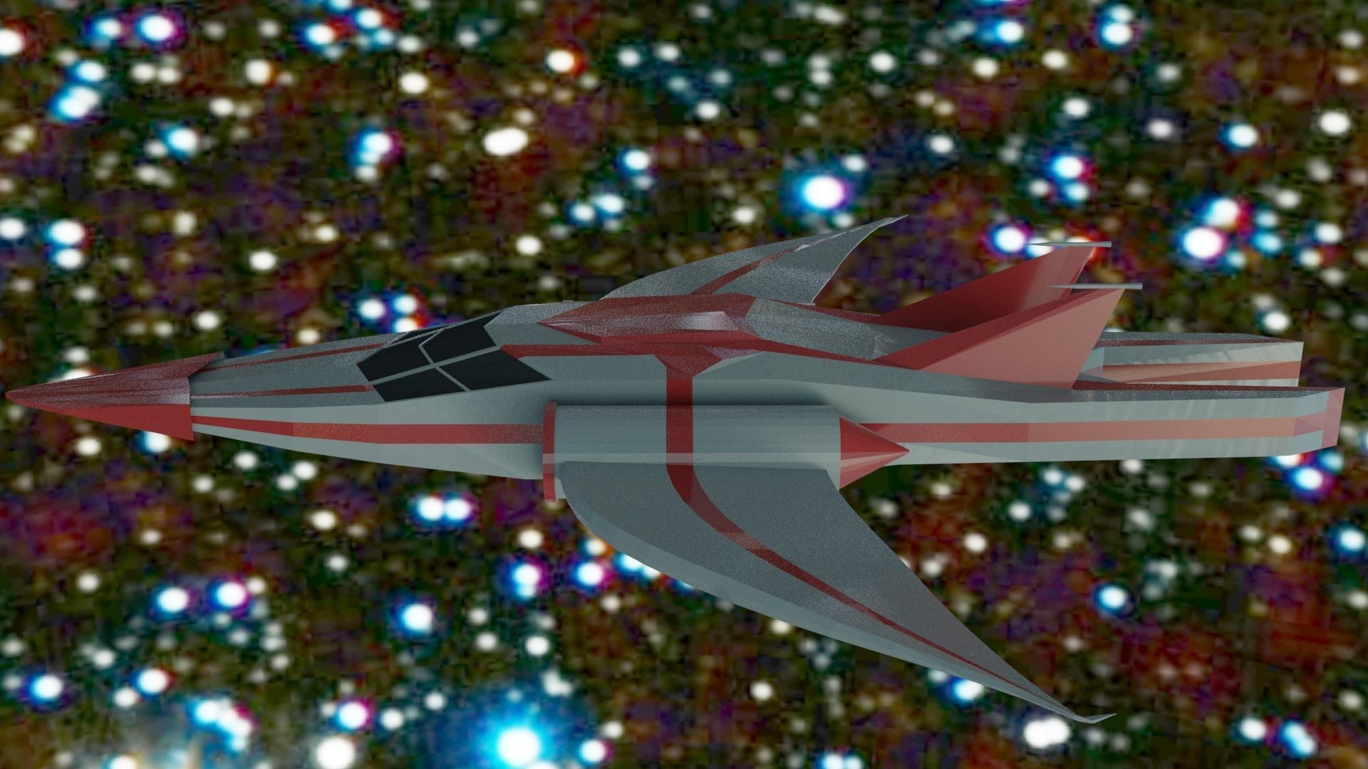 Spaceship flying in sky Free low-poly 3D model_2