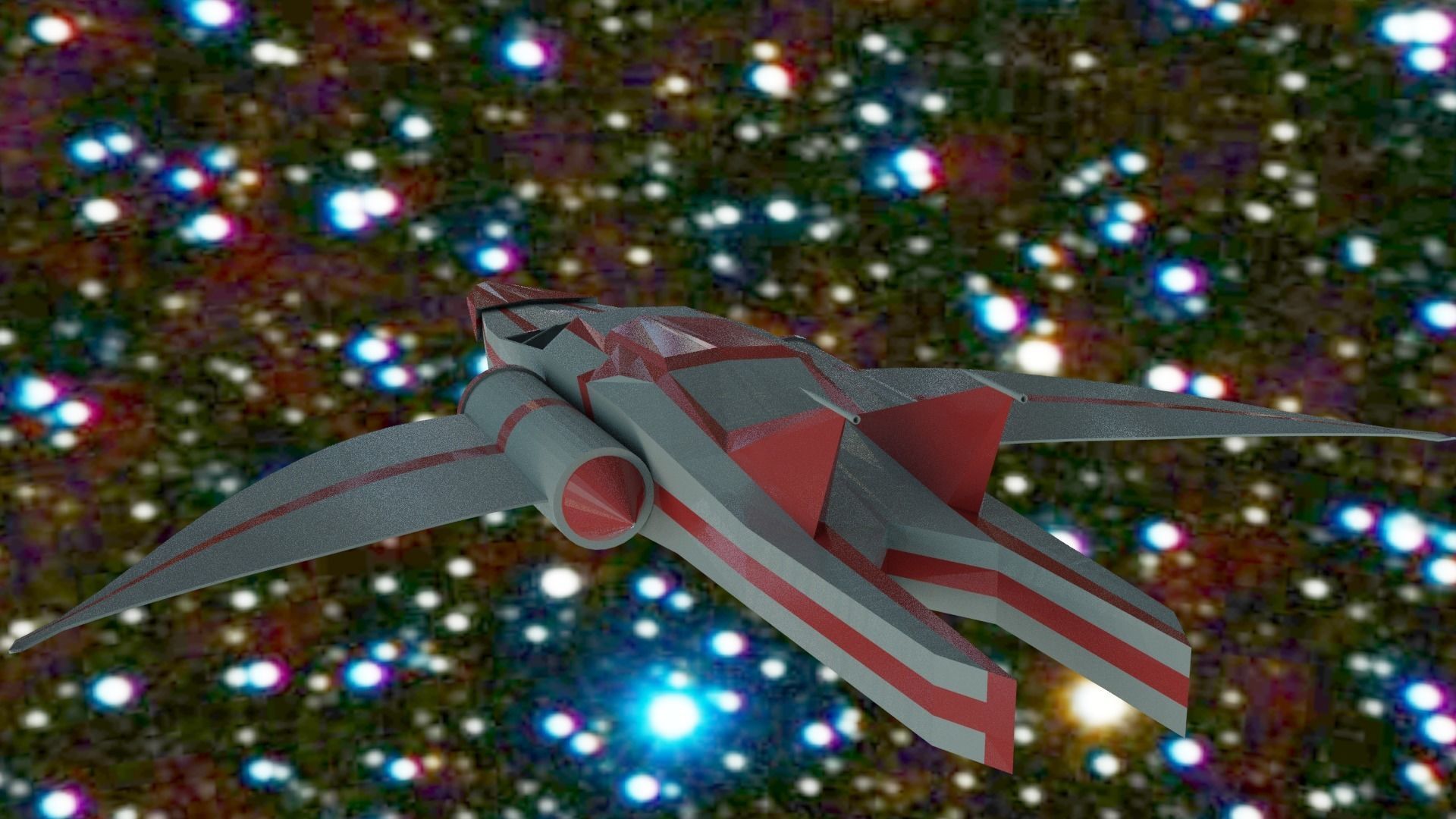 Spaceship flying in sky Free low-poly 3D model_4