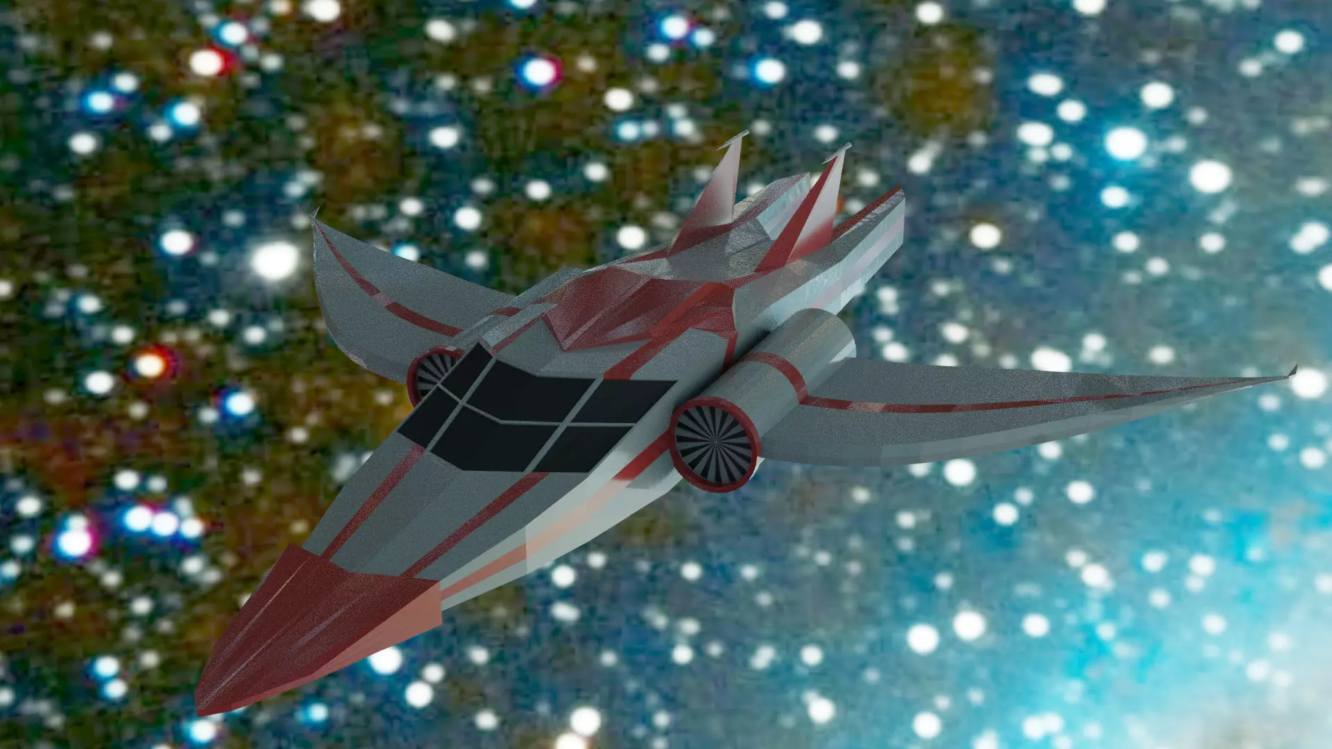 Spaceship flying in sky Free low-poly 3D model_0