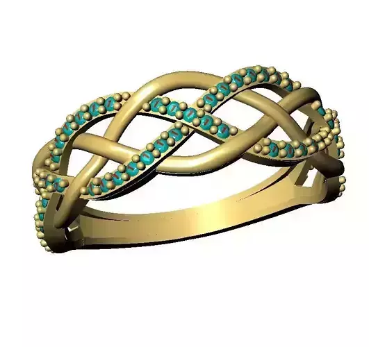Ring -Ring celtic knot with emeralds