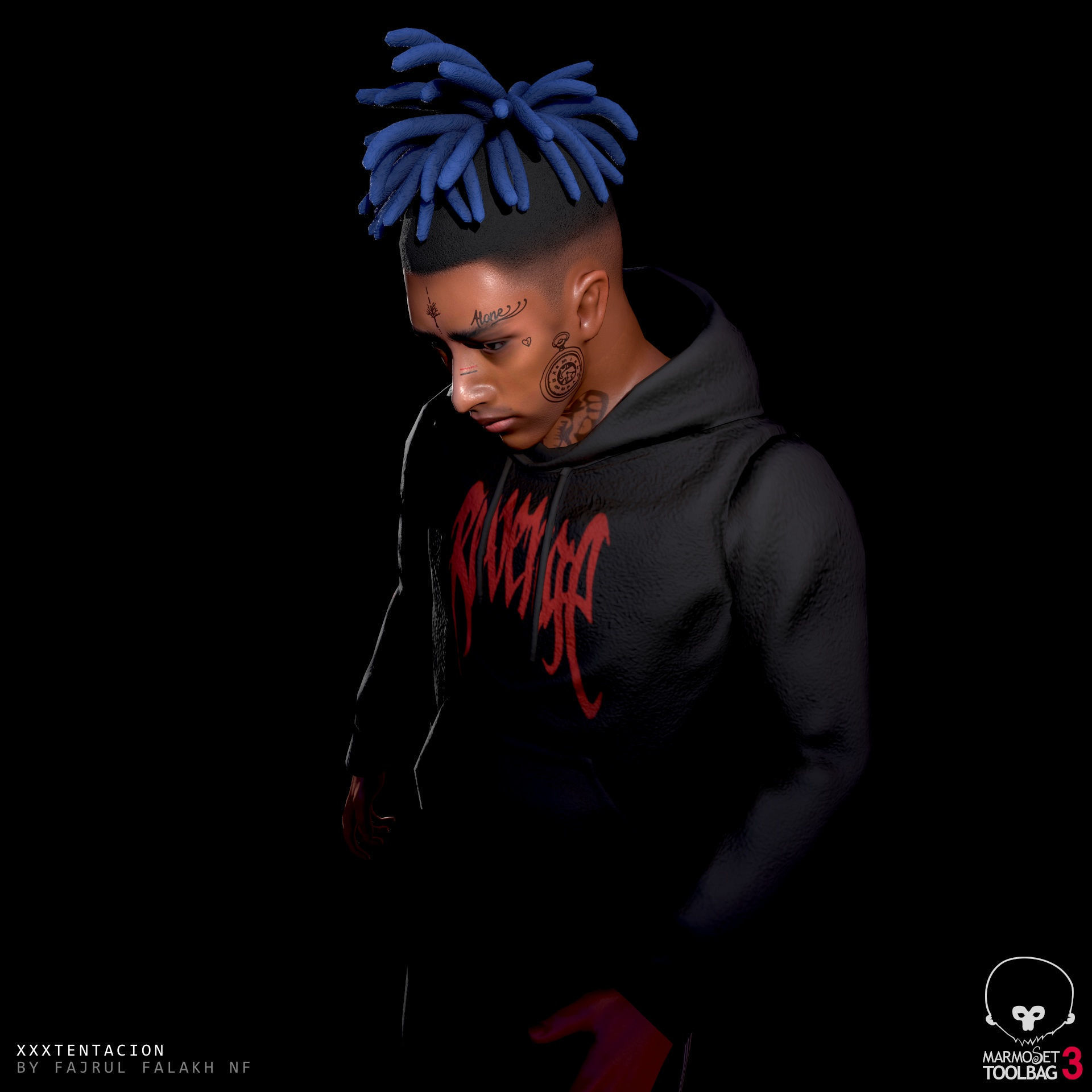 XXXTENTACION hooded sweatshirt for sims Low-poly 3D model_3