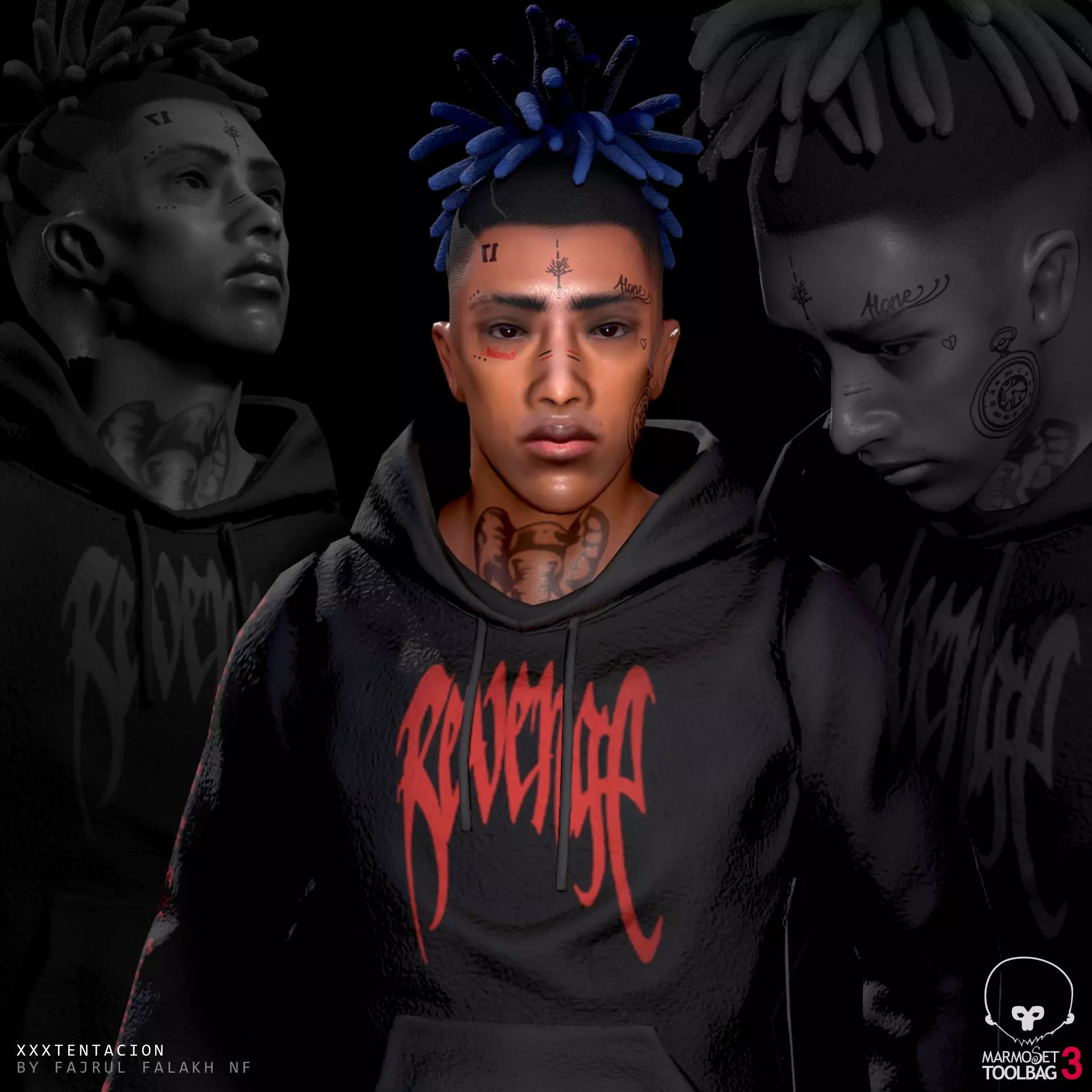 XXXTENTACION hooded sweatshirt for sims Low-poly 3D model_0