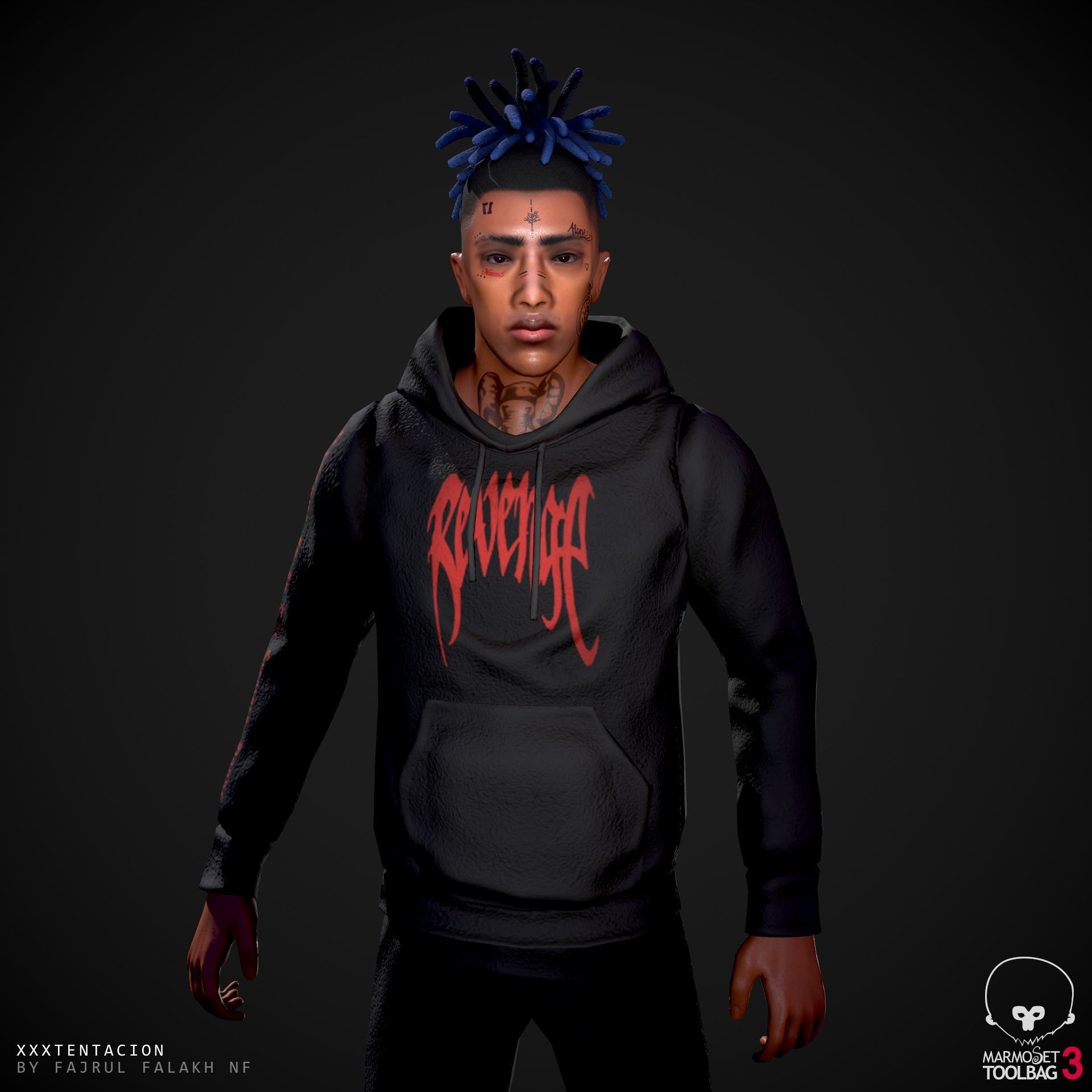 XXXTENTACION hooded sweatshirt for sims Low-poly 3D model_2