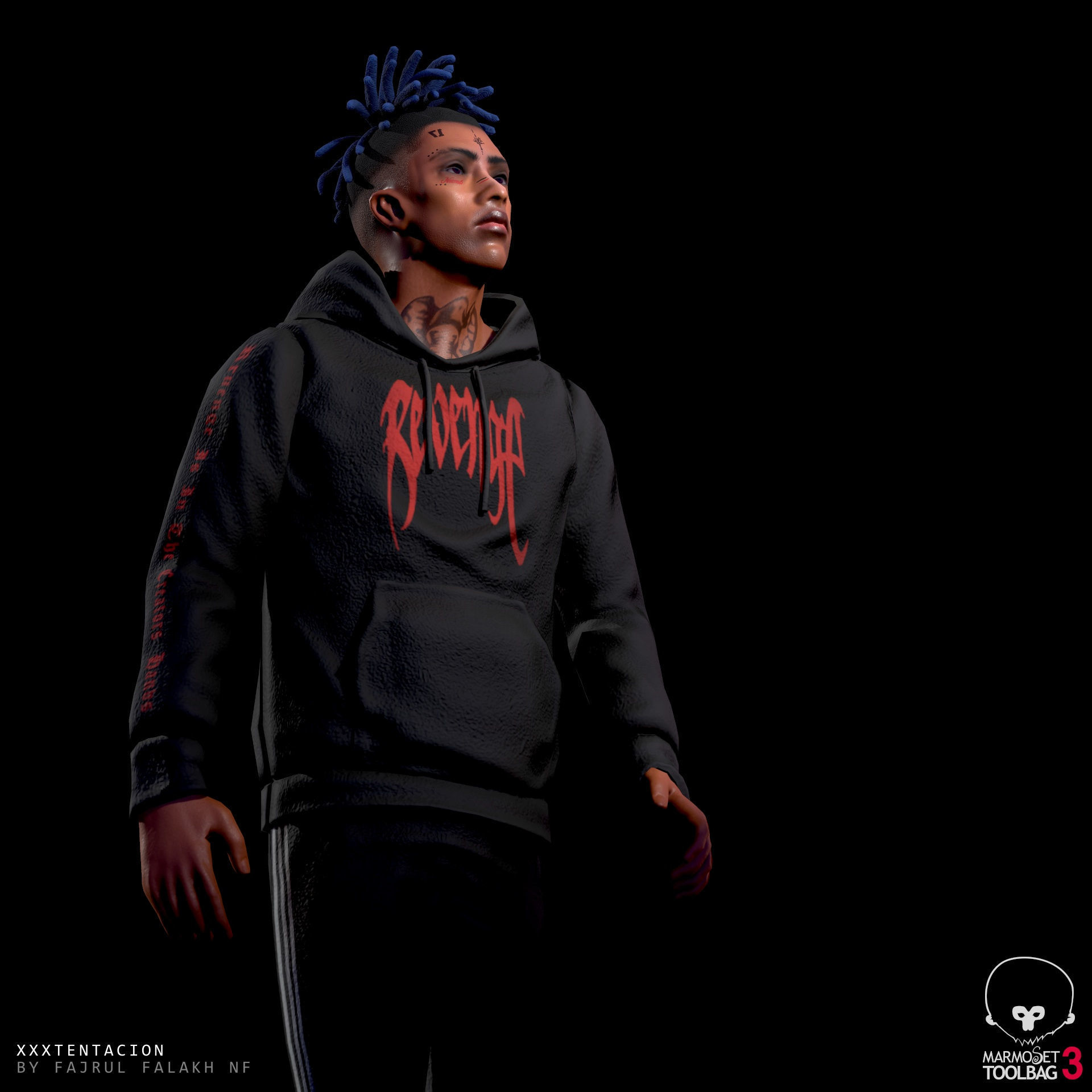 XXXTENTACION hooded sweatshirt for sims Low-poly 3D model_4