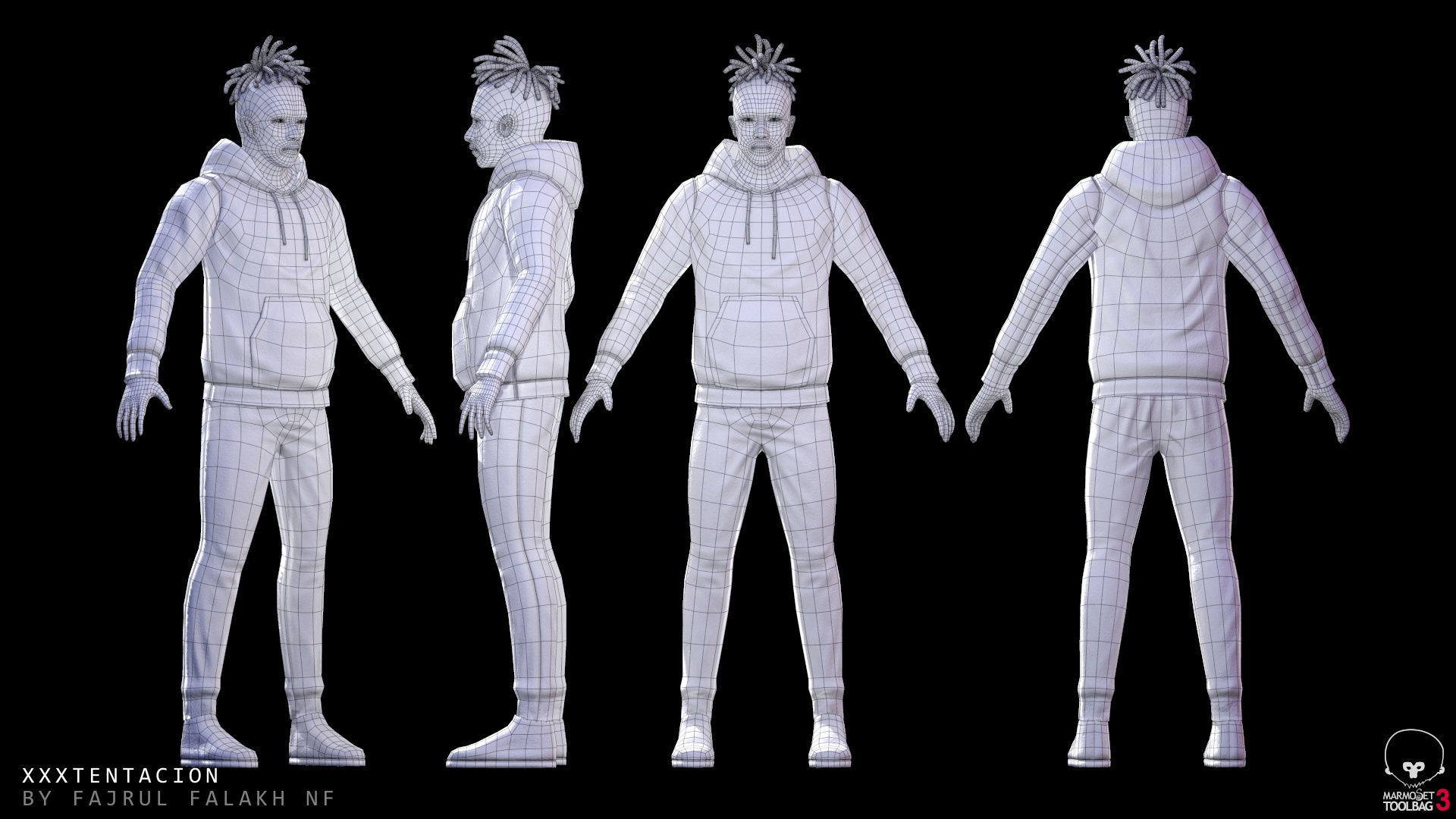 XXXTENTACION hooded sweatshirt for sims Low-poly 3D model_6