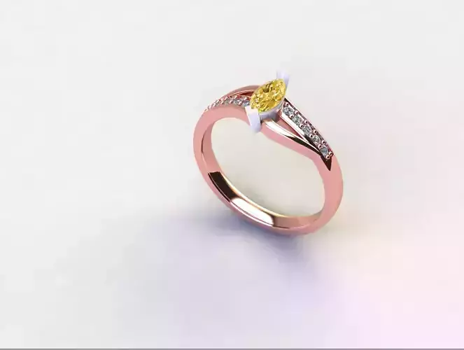solitaire marquise cut diamond engagement ring 3D model