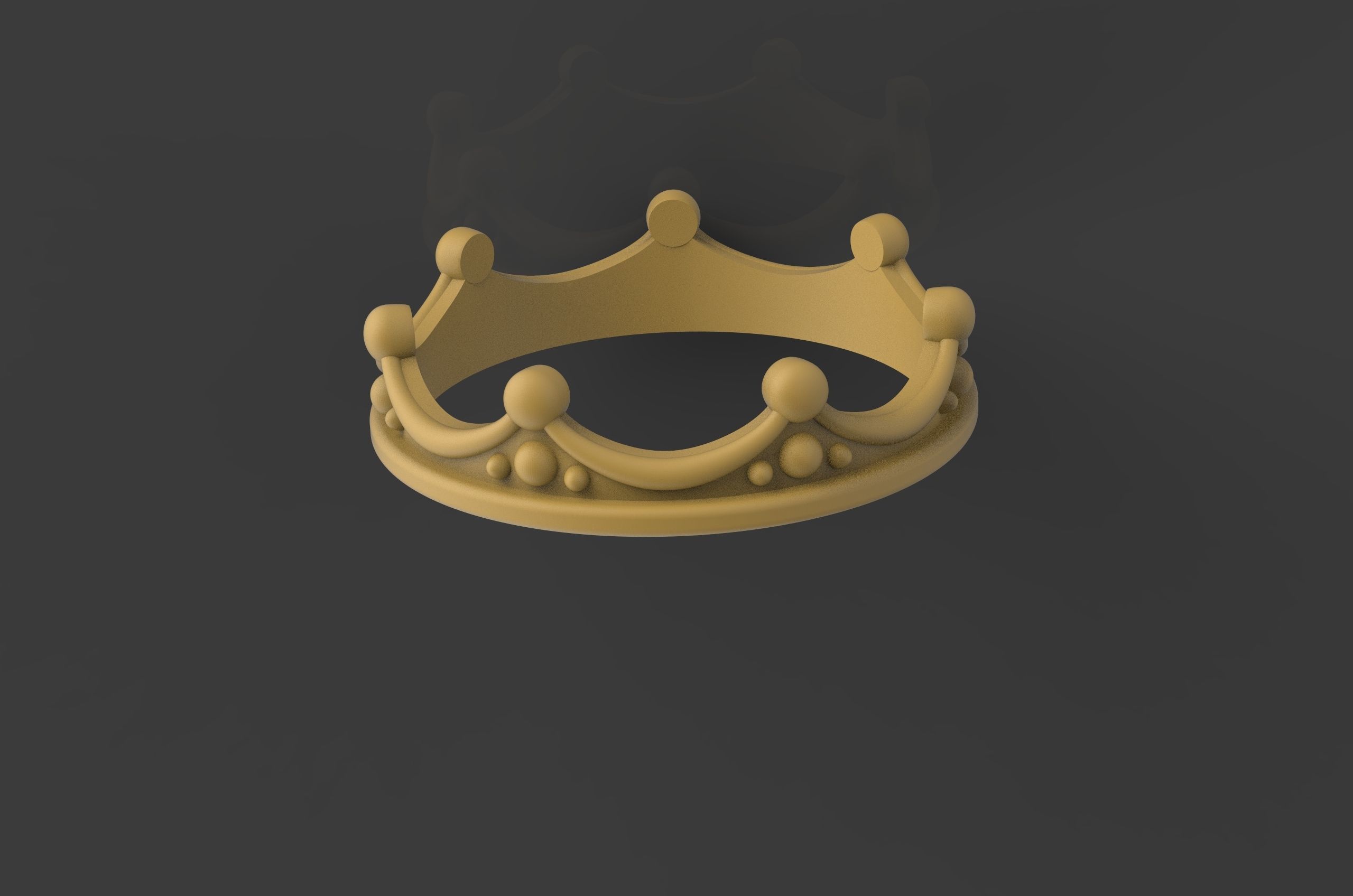 crown gold ring 3D print model_3