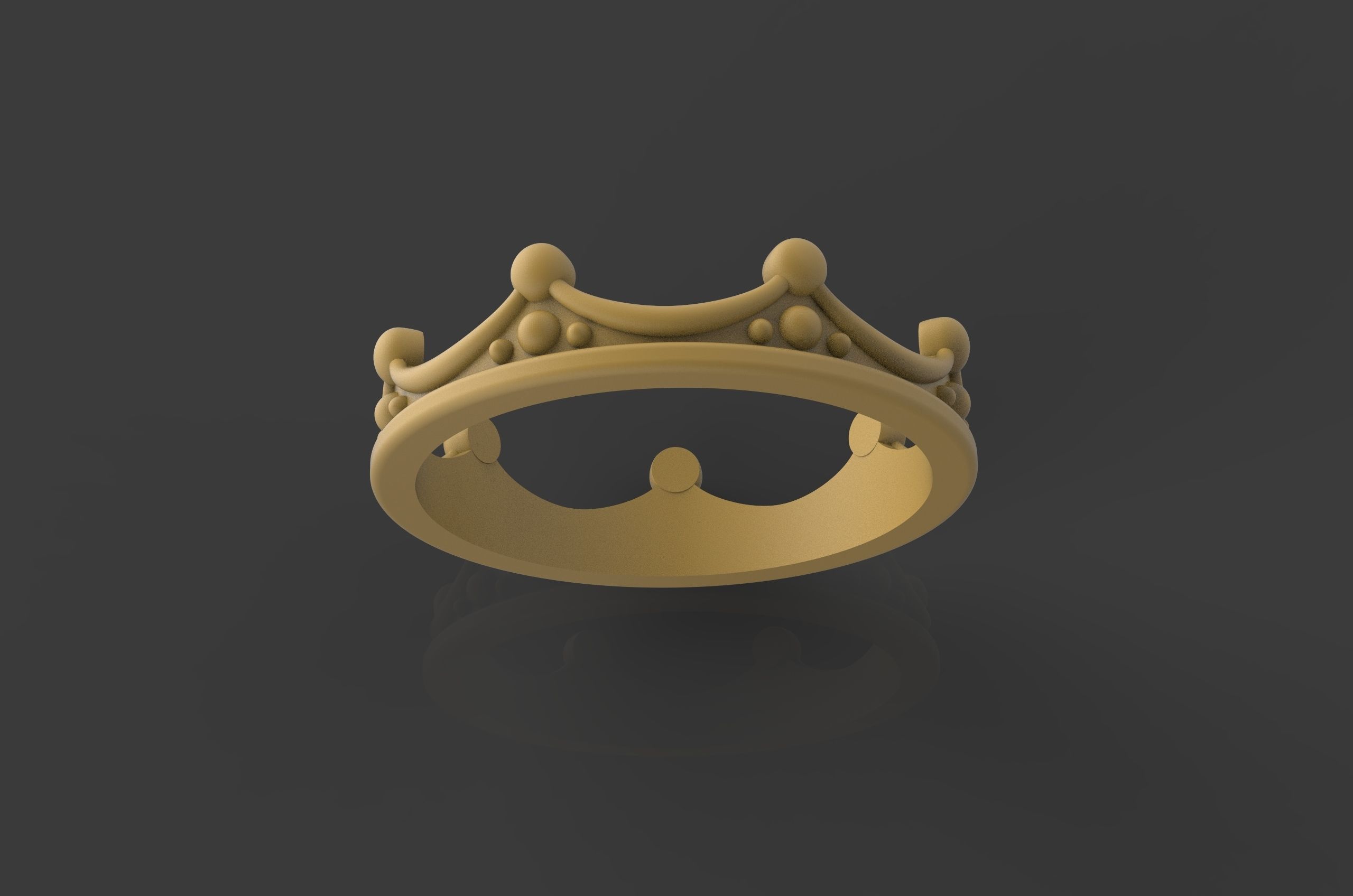 crown gold ring 3D print model_4